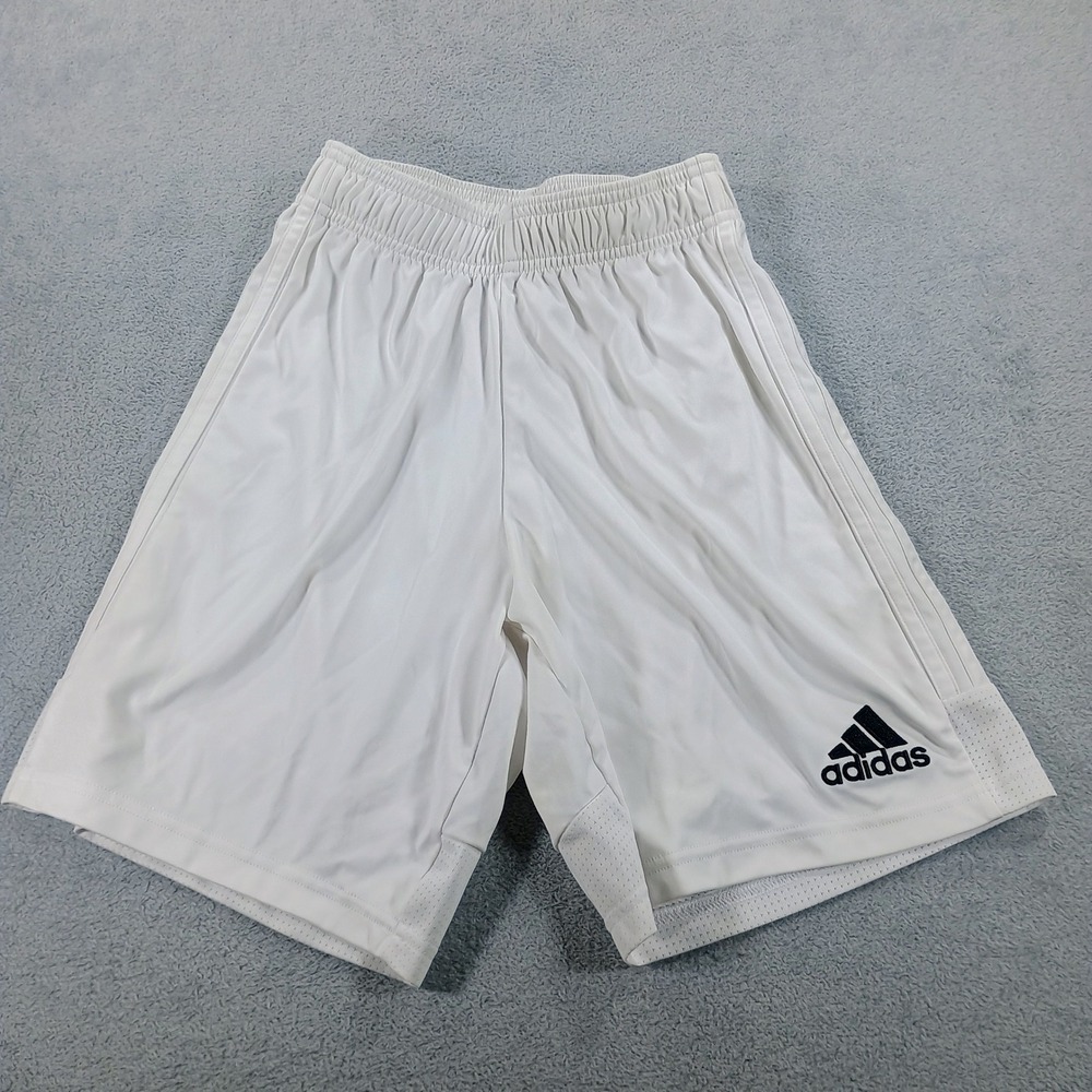 Adidas Mens Aeroready Soccer Shorts White XS 3-Stripe Athletic